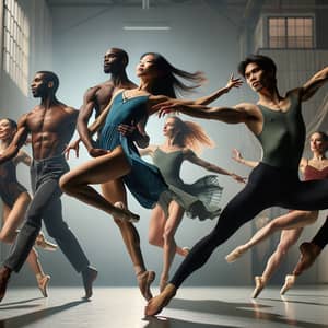 Modern Dance Performance with Diverse Group of Six Individuals