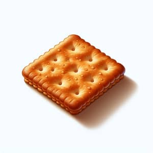 Traditional Golden Brown Square Dry Cracker - Realistic Illustration