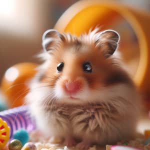 Adorable Fluffy Hamster - Cute Pet Enjoying Colorful Habitat