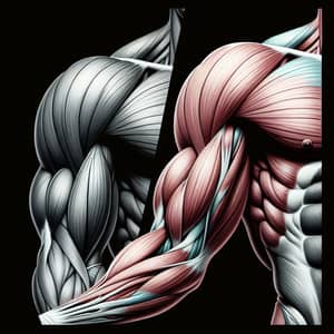 Anatomical Illustration of Muscular Arm - Triceps and Biceps Emphasized