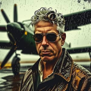 Vintage Anthony Bourdain in Aviator Goggles | Old Plane Photo
