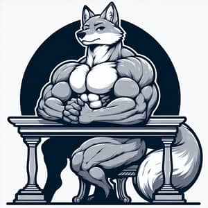 Muscular Fox King at Grand Table - Detailed Vector Art