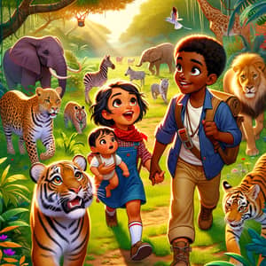 Aya, Ziya, Yusuf: Sibling Animal Adventure in Vibrant Jungle