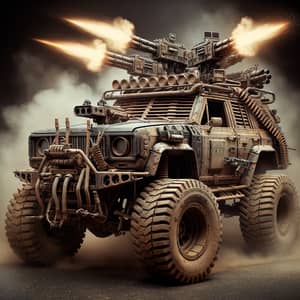 Post-Apocalyptic Rugged SUV with Gatling-Style Mini-Guns