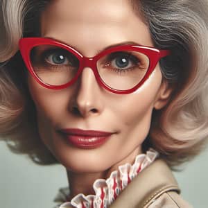 Stylish Woman in 50s with Red Glasses | Fashion Statement