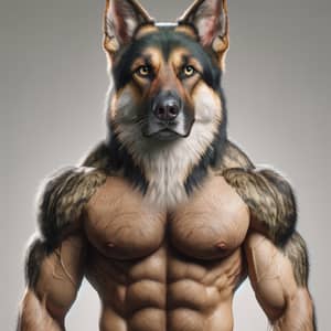 Muscular Man-Dog Hybrid: Strong & Confident Anthro Being