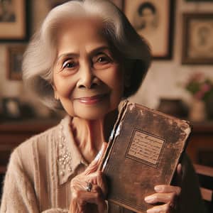 Elderly South Asian Woman Holding her Memoir