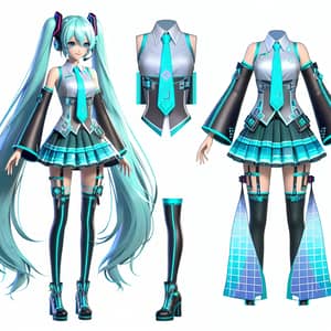 Miku-Inspired Costume for Young Woman | Futuristic Pop Star Look