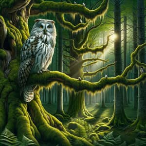 Majestic Owl in Tranquil Forest Scene