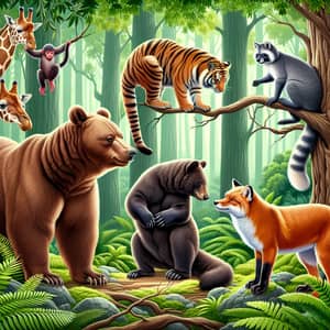 Forest Wildlife Conversing in Lush Green Environment