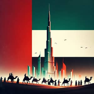 Celebrating UAE Flag Day with Burj Khalifa and Camels