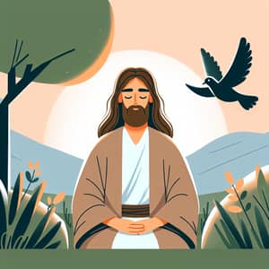 Serene Religious Figure in Animated Style | Kindness & Wisdom