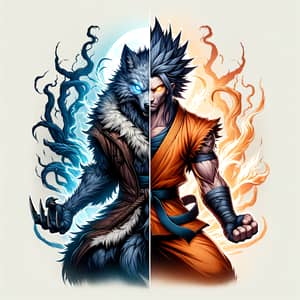 Lobo Goku - Mythical Fusion Creature Inspired by Wolf and Warrior