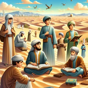 Diverse Young Boys in the Desert: Islamic Era Activities