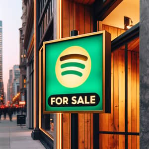 Bright Green Spotify-Styled 'For Sale' Sign in City | Buy Now!