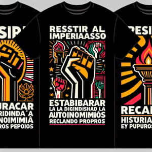 Vibrant Resistance Symbols on Black T-Shirts | Fight Imperialism