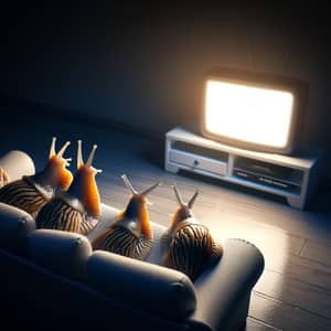Family of Slugs Watching TV | Cozy Living Room Scene