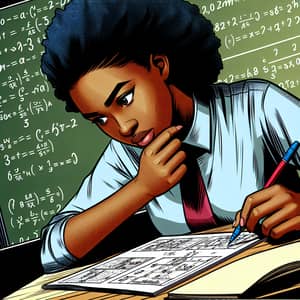 Black Female Student Engaged in Mathematical Problem-Solving | Learning Energy