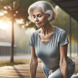 Elderly Caucasian Woman Engaging in Physical Workout for Vitality