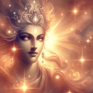Divine Avatar of Beauty and Light in Mythological Scene