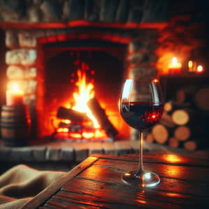 Cozy Fireplace & Red Wine | Warmth and Contrast