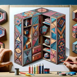 DIY Cardboard Almirah with Geometric Patterns | Innovative Furniture Design