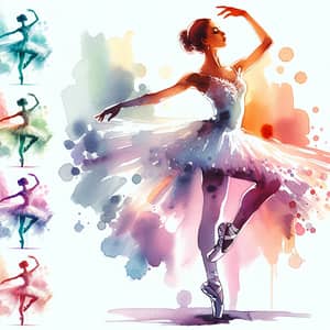 Watercolor Illustration of Graceful Ballet Dancer | Middle Eastern Ethnicity