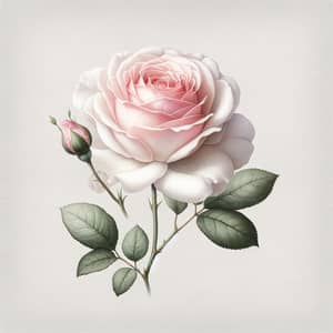 Pale Pink Rose Watercolor Painting on Smooth Paper