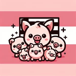 Adorable Cartoon Style Pigs Country Flag Design