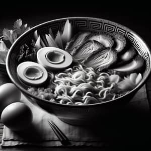 Delicious Bowl of Ramen in Black and White | Classic Feel