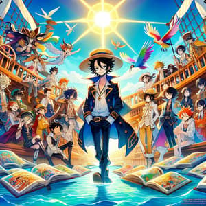 Whimsical Adventure with Vibrant Characters | Pirate-Themed Anime Scene