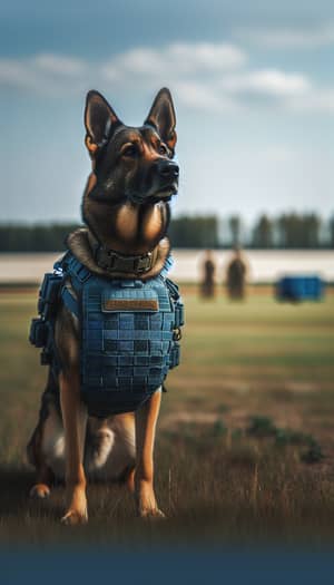 Trained Blue Military Dog | Tactical Vest Outfit