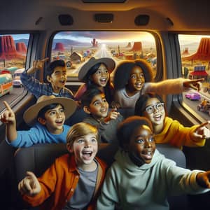 Diverse Kids Thrilling Road Trip | Exciting Exploration Adventure