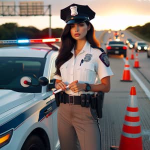 Hispanic Female Traffic Officer on Duty | Highway Scene