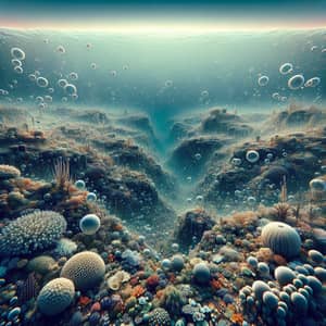 Y2K-Style Underwater Seabed with Bubbles