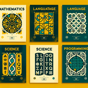 Unique Book Covers: Mathematics, Language, Science, Programming