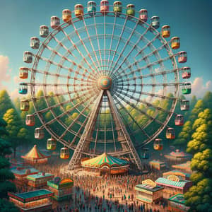 Vibrant Ferris Wheel at Amusement Park: Joyful Spectacle