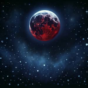 Captivating Blood Moon in Dark Starry Sky
