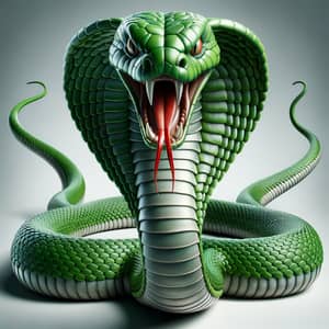 Furious Green Cobra in Attack Position | 3D Image