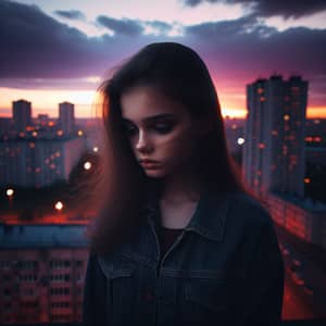 Melancholic Girl in Urban Twilight | Deep Emotions Captured