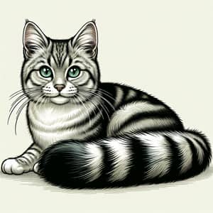 Illustration of a Gray and White Cat with Stripes