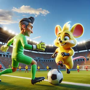 Electric Type Rodent Soccer Match at Packed Stadium