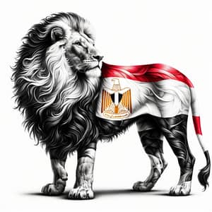Artistic Majestic Lion with Egypt Flag | Exquisite Detail