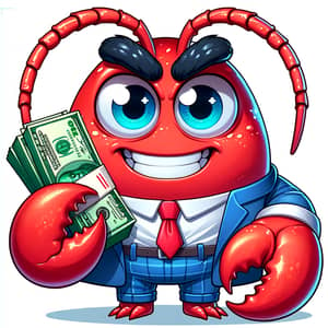 Mr. Krabs Holding Money: Cartoon Character with Green Currency
