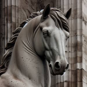 Aged Gray Horse Statue with Majestic Stance
