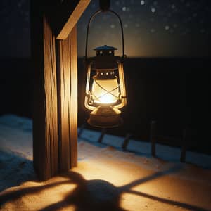 Vintage Lantern Hanging at Night | Soft Yellow-Golden Light