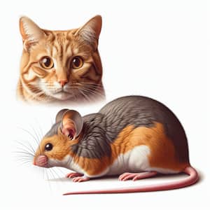 Cat and Mouse Interaction Scene in Vibrant Hues