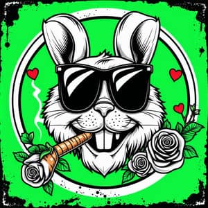 Smug Bunny Logo - Unique Line Art Design