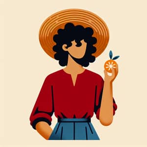 Classic Orthodox Iconography Character with Straw Hat and Fruit