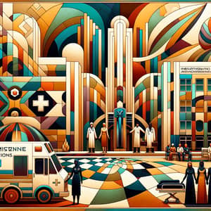 Futuristic Healthcare Environment in Art Deco Style